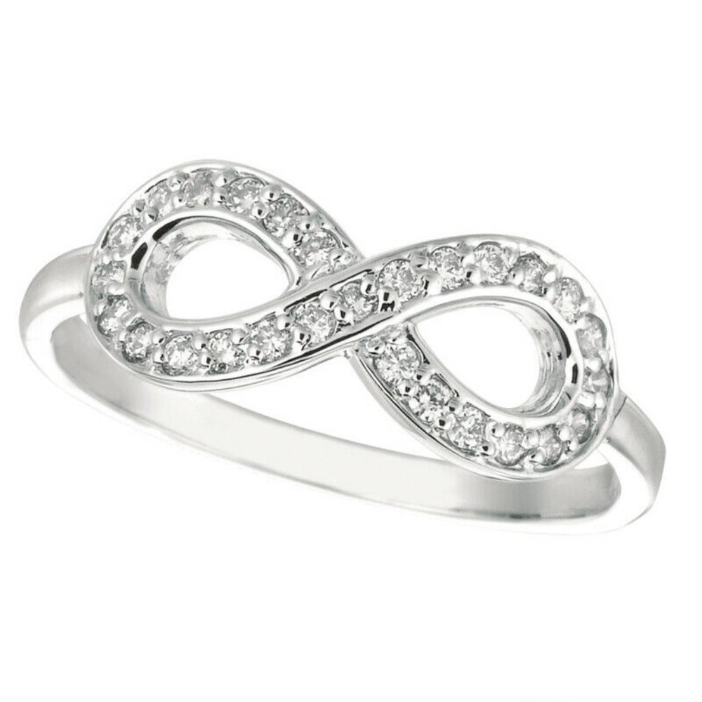 0.25 Carat Natural Diamond Infinity Ring Band G SI 14K White Gold